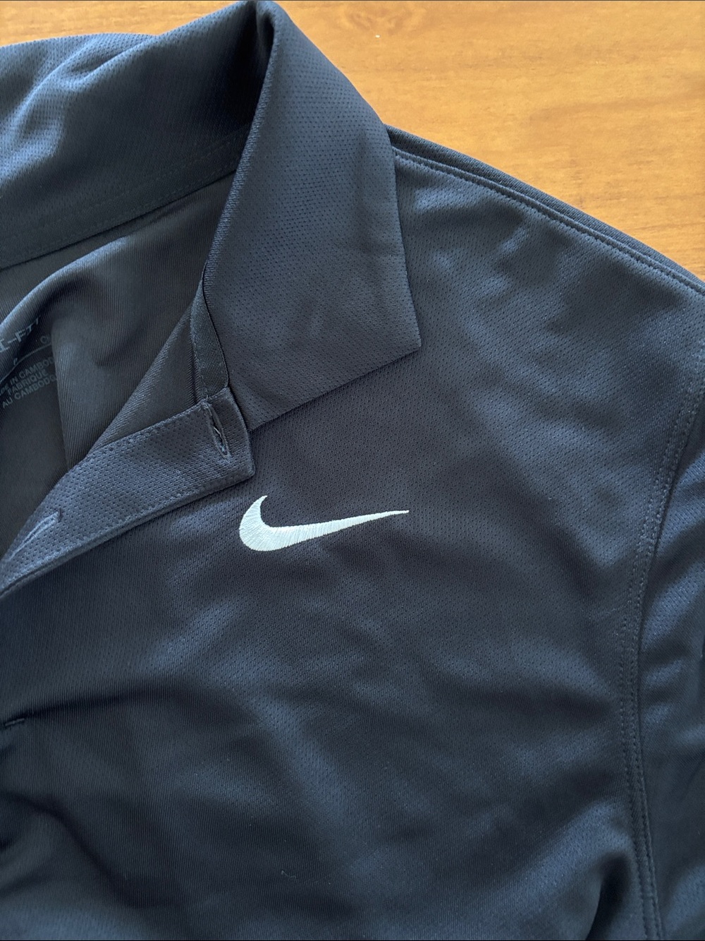 Nike Men’s Dry-fit Black Polo with White Swoosh - Picture 4 of 6